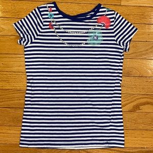 Carter’s Short Sleeve T Shirt Stripe Necklace Embellished Neckline Stripe Size 8